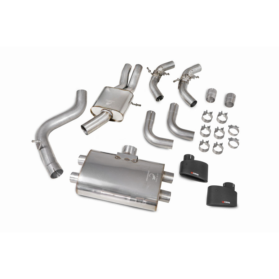 SCORPION RS3 8V Resonated cat/gpf-back system with valves (Carbon Fibre)