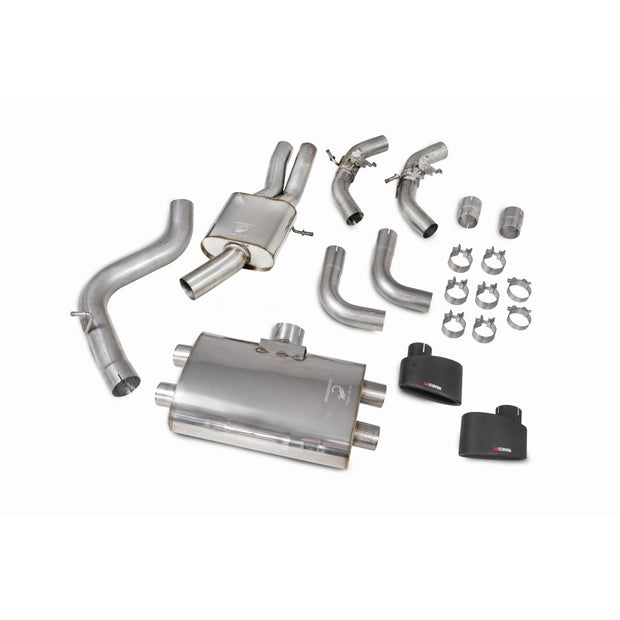 SCORPION RS3 8V Resonated cat/gpf-back system with valves (Carbon Fibre)