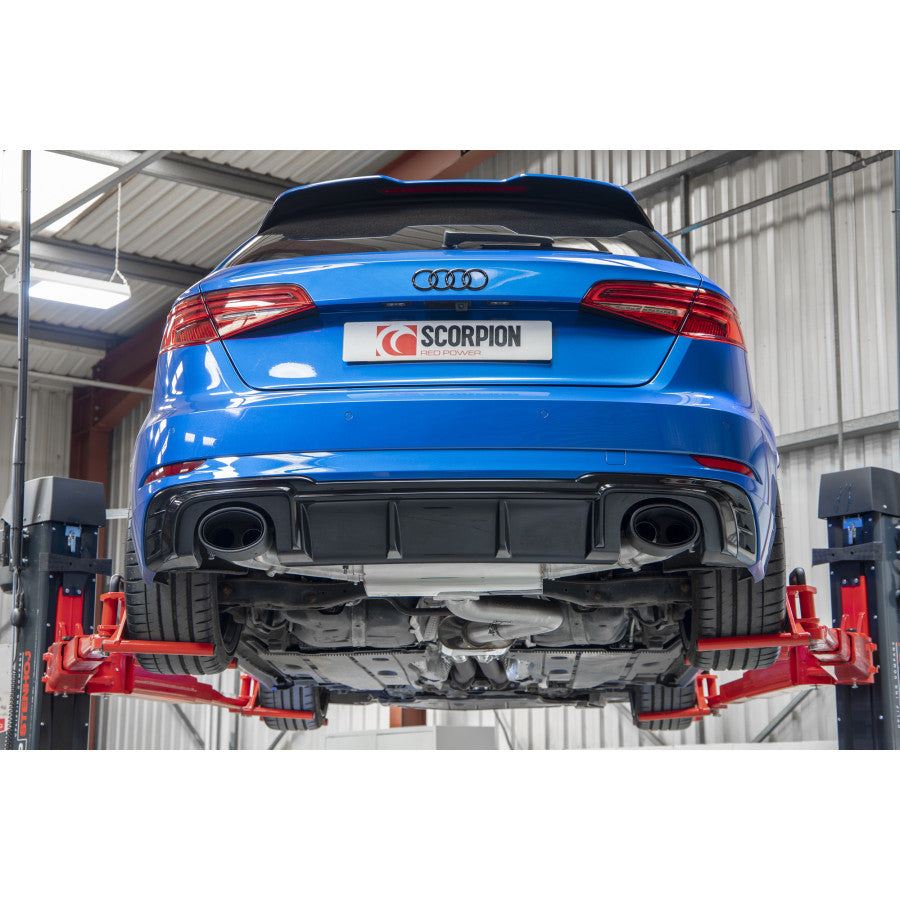 SCORPION RS3 8V Resonated cat/gpf-back system with valves (Carbon Fibre)