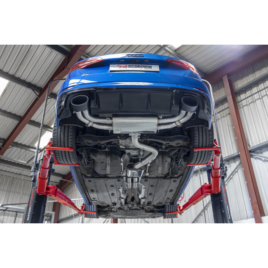 SCORPION RS3 8V Resonated cat/gpf-back system with valves (Carbon Fibre)