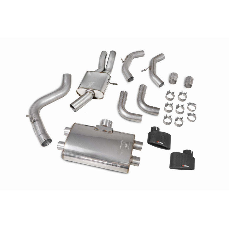 SCORPION RS3 8V Resonated cat/gpf-back system without valves (Carbon Fibre)