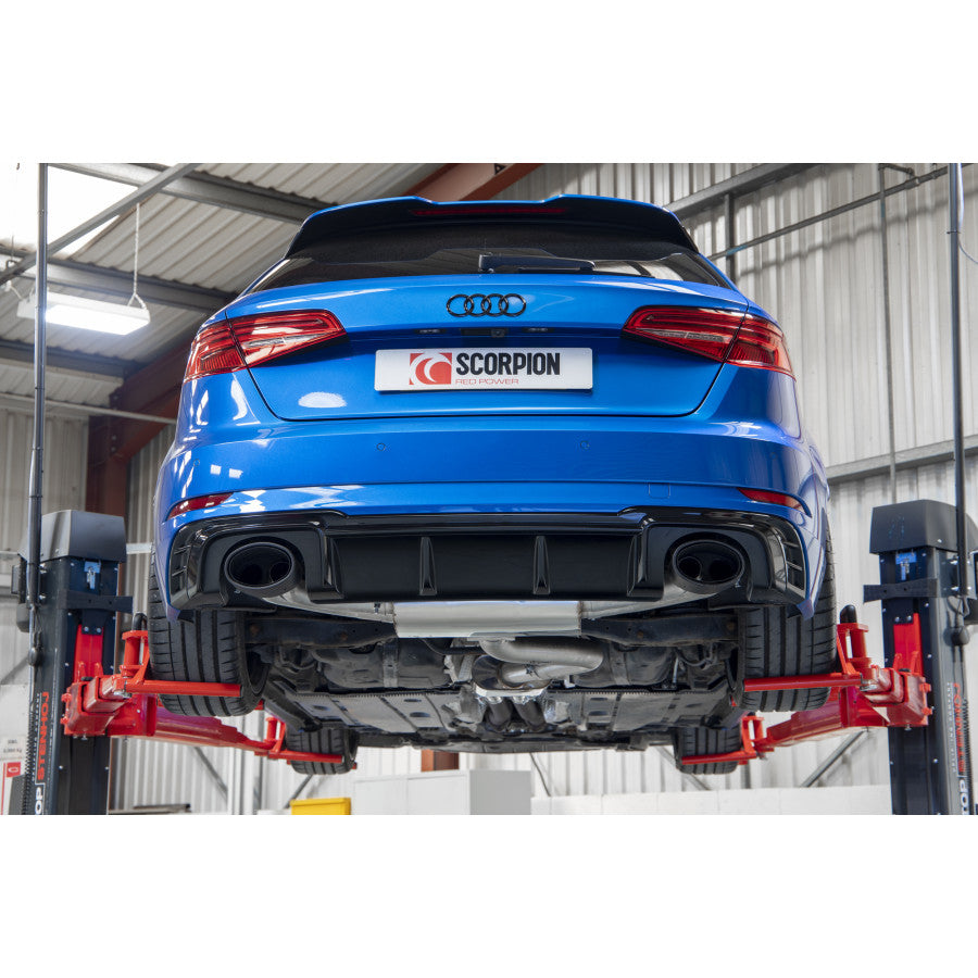 SCORPION RS3 8V Resonated cat/gpf-back system without valves (Carbon Fibre)