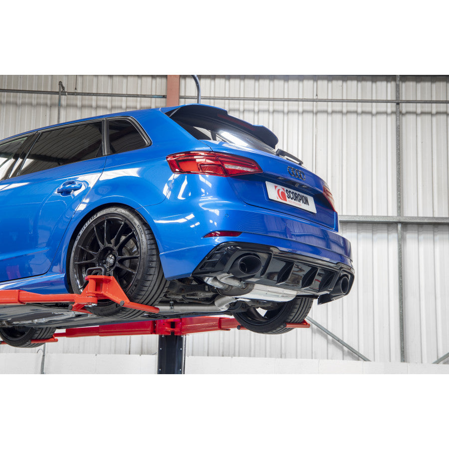 SCORPION RS3 8V Resonated cat/gpf-back system without valves (Carbon Fibre)
