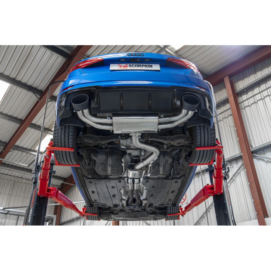 SCORPION RS3 8V Resonated cat/gpf-back system without valves (Carbon Fibre)