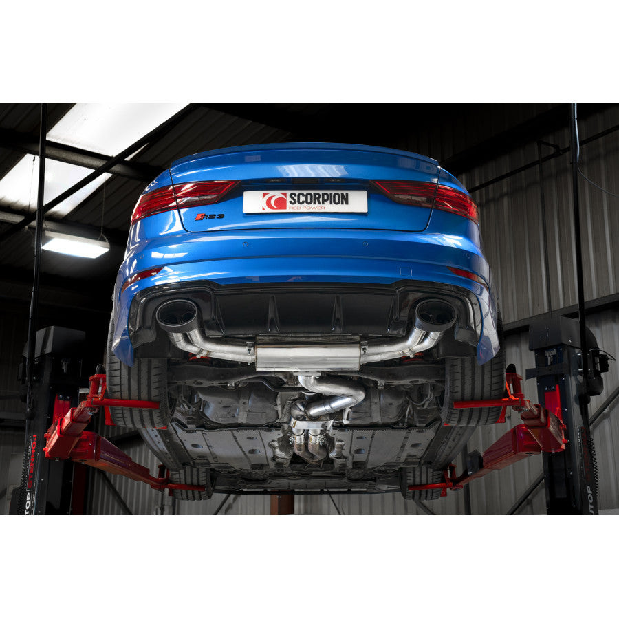 SCORPION RS3 8V Saloon Resonated cat/gpf-back system with valves (Carbon Fibre)