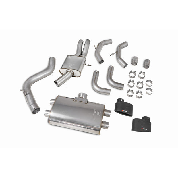 SCORPION RS3 8V Resonated cat/gpf-back system without valves (Carbon Fibre)