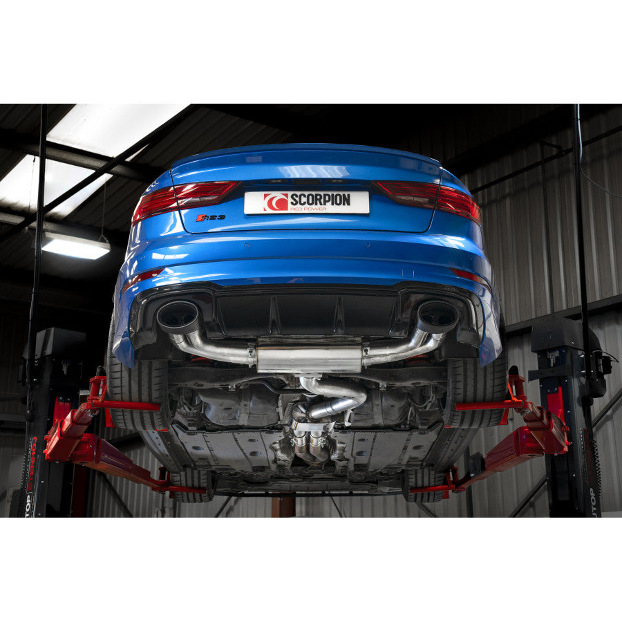 SCORPION RS3 8V Resonated cat/gpf-back system without valves (Carbon Fibre)