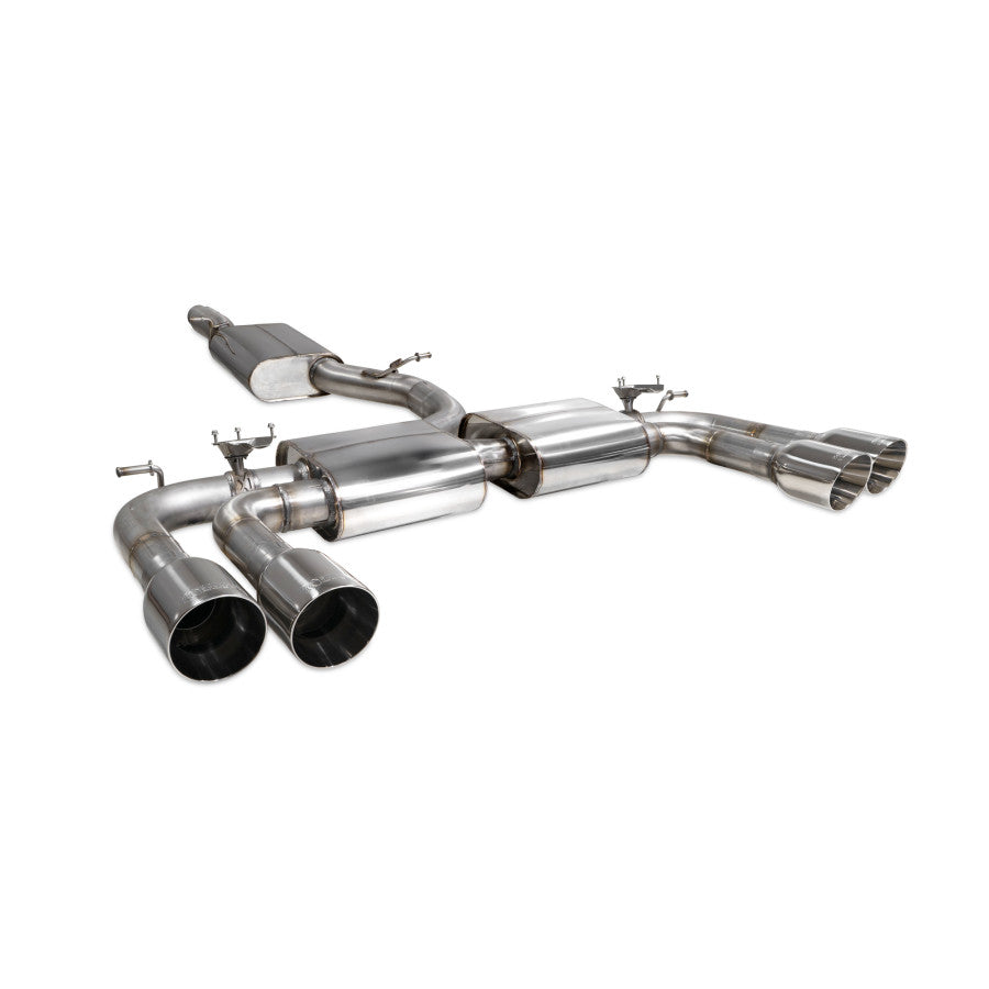 SCORPION S3 2.0T 8V Resonated cat/gpf-back system with valves (Polished Daytona)