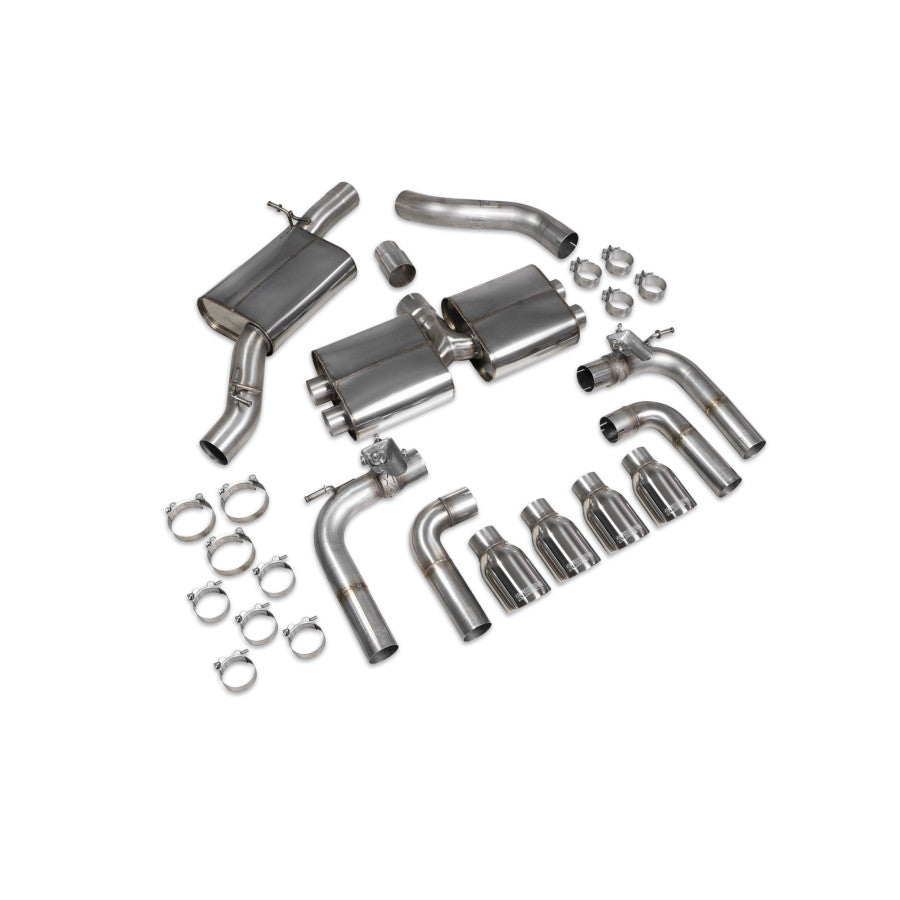 SCORPION S3 2.0T 8V Resonated cat/gpf-back system with valves (Polished Daytona)