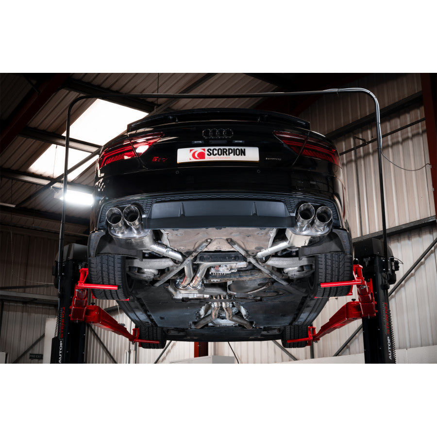 SCORPION S6 C7 4.0 TFSI Resonated half system with electronic valves (polished steel)