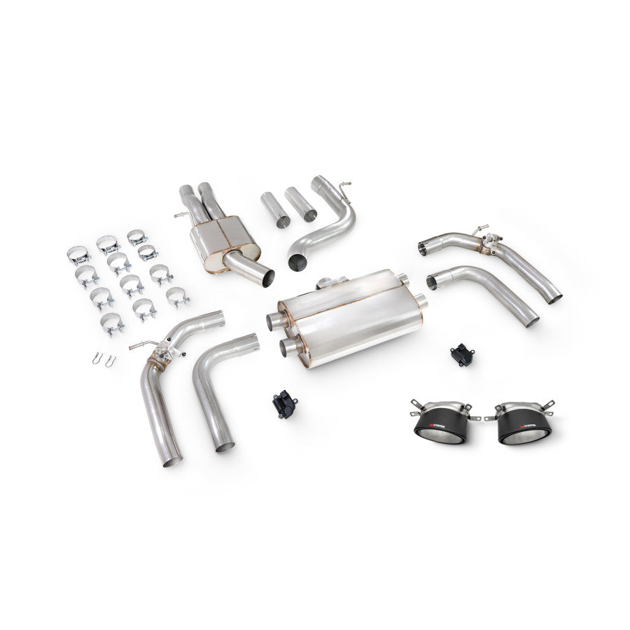 SCORPION RS3 8Y Resonated cat/gpf-back system with valves (Carbon Fibre)