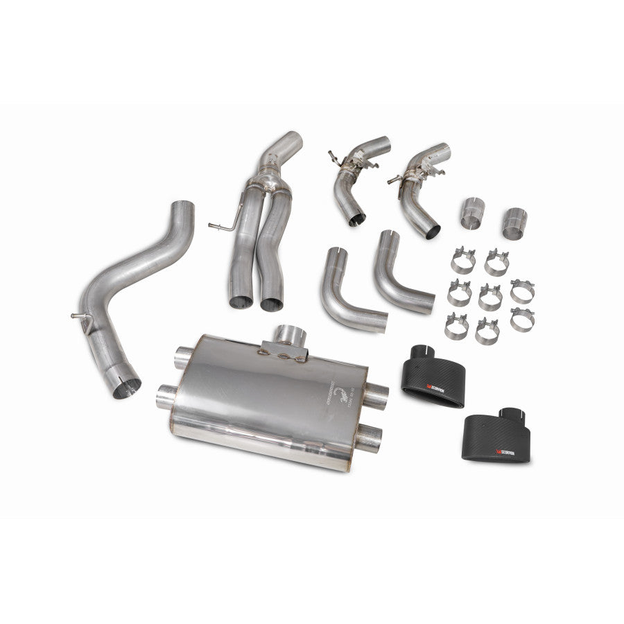 SCORPION RS3 8V Non-res cat/gpf-back system with valves (Carbon Fibre)