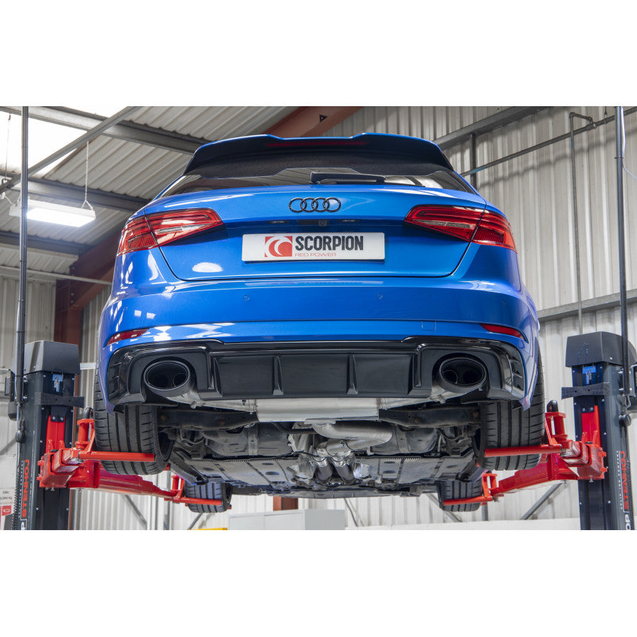 SCORPION RS3 8V Non-res cat/gpf-back system with valves (Carbon Fibre)