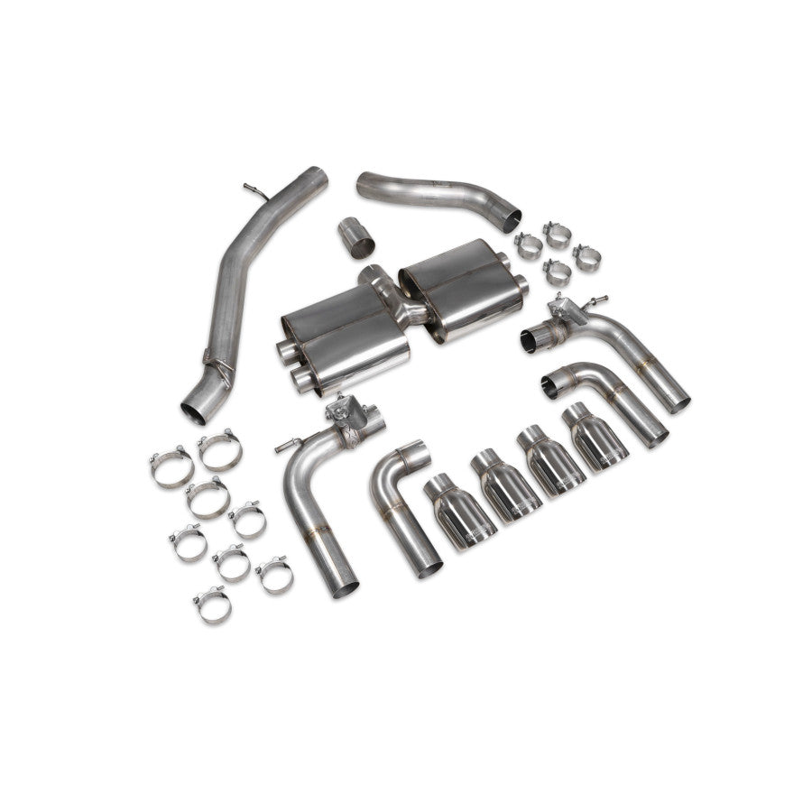 SCORPION S3 2.0T 8V Non-resonated cat/gpf-back system with valves (polished Daytona)