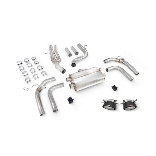 SCORPION RS3 8Y Non-Resonated Cat/GPF-back system with elec valves (Carbon Fibre)