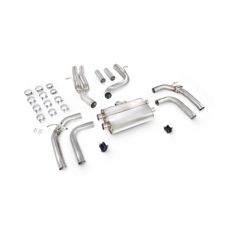 SCORPION RS3 8Y Non-Resonated Cat/GPF-back system with elec valves(Carbon Fibre)