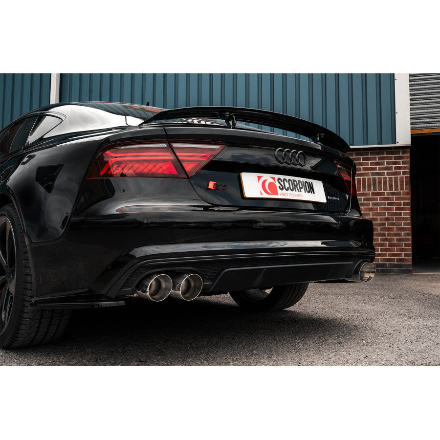 SCORPION S6 C7 4.0 TFSI Non-Res half system with electronic valves (Polished Fibre)