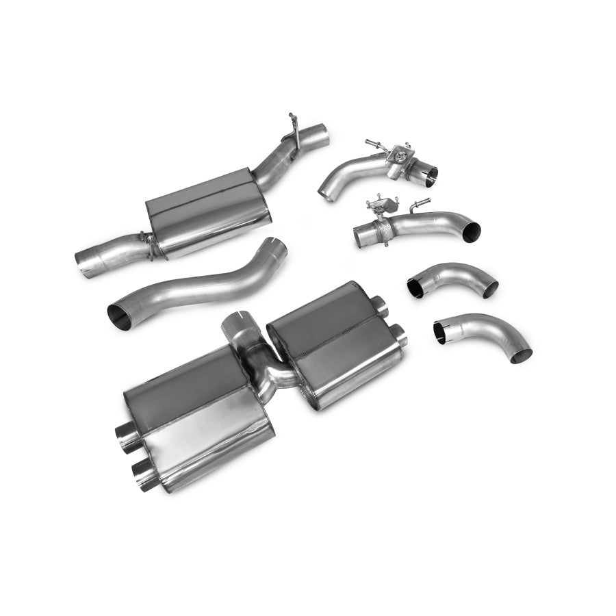 SCORPION S3 2.0TFSi 8Y Non-res cat/gpf back system & electronic valves (Polished quad)