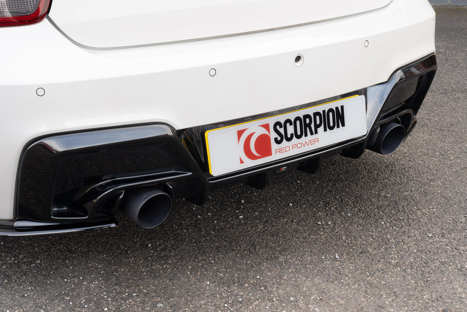 SCORPION F20 M135i Non-resonated cat-back system with valve (Ceramic Black Daytona trims)