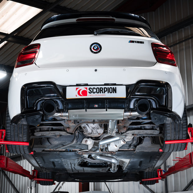 SCORPION F20 M135i Non-resonated cat-back system without valve (Ceramic Black Daytona trims)
